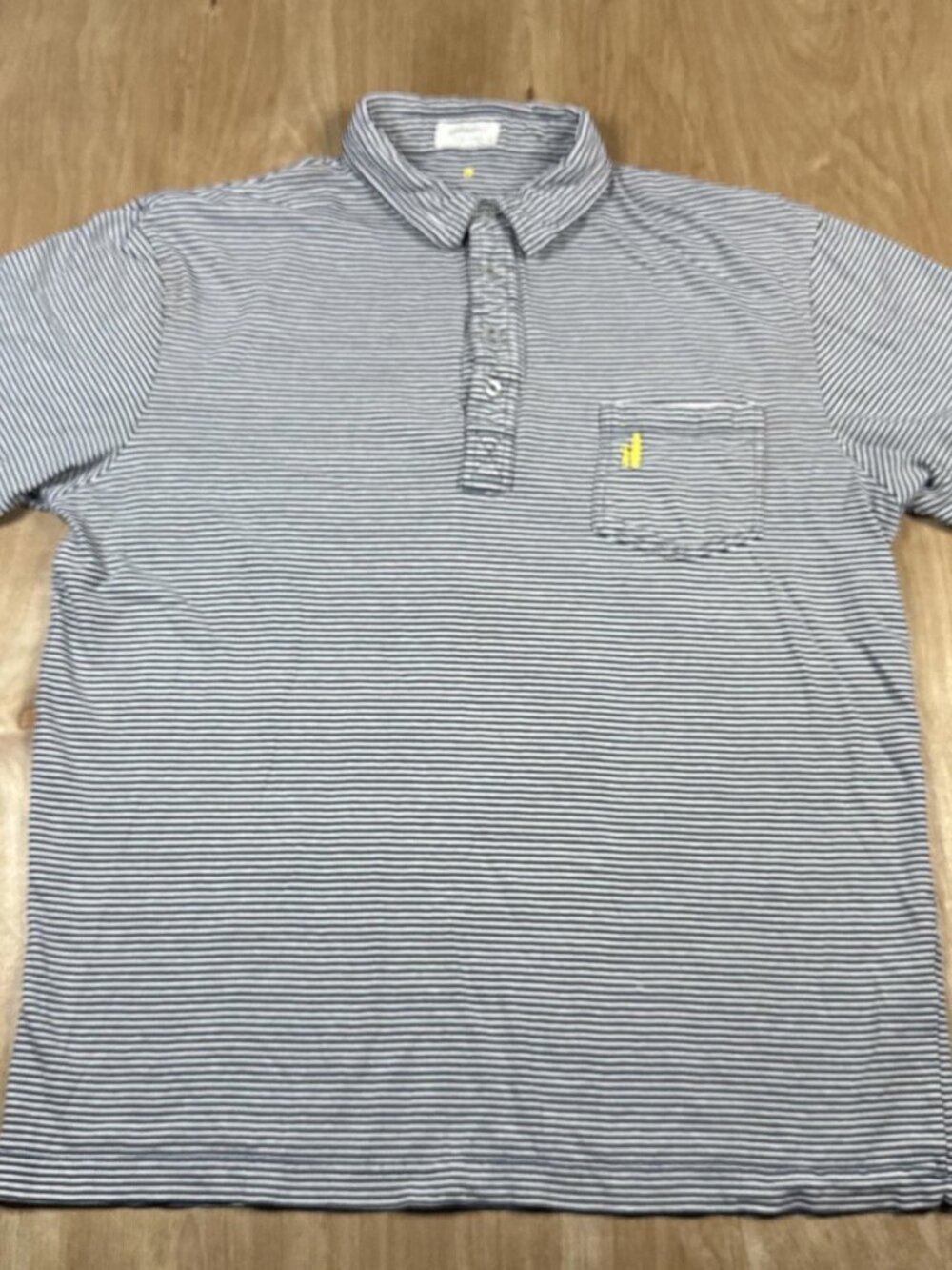 Johnnie-O Mens Gray & White Striped Short Sleeve Beach Polo Size Large